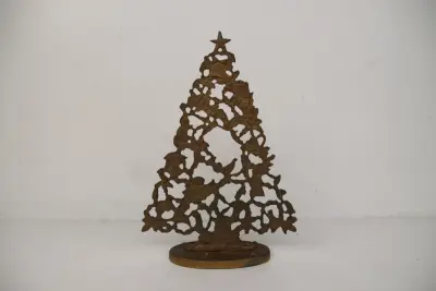 Vintage Massief Messing Kerstboom (Ajour Design) – kavel bij De Kringwinkel, Waardamme