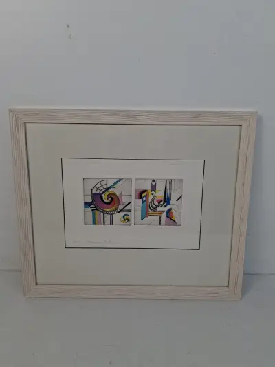 Prachtige en kleurrijke abstract-geometrische originele kleurets van Crommelynck (E/A) – kavel bij De Kringwinkel, Waardamme