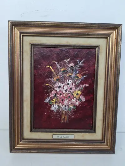 Prachtig en kleurrijk olieverfschilderij van M. De Rudder – kavel bij De Kringwinkel, Waardamme