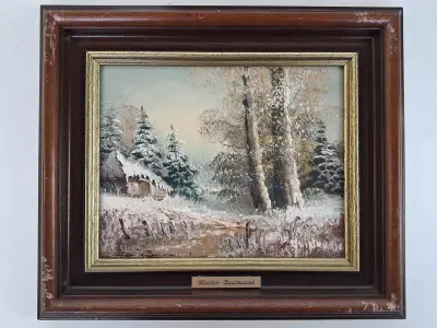 "Winterlandschap" van Gaston Quidousse – kavel bij De Kringwinkel, Waardamme
