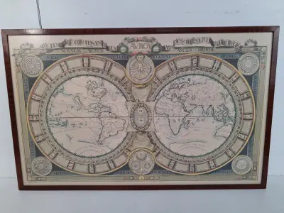 Decoratieve reproductie van de Carte générale contenant les mondes célestes, terrestres et civile – kavel bij De Kringwinkel, Waardamme