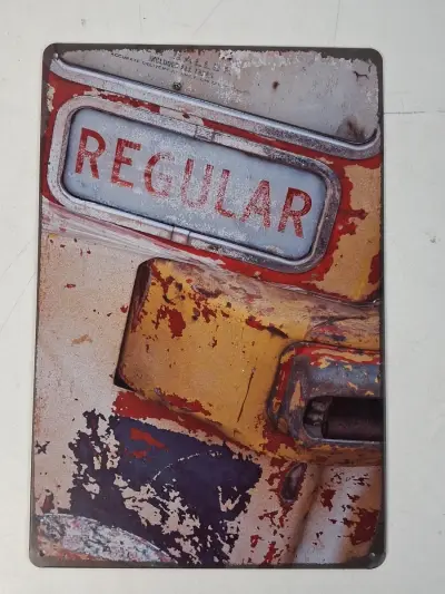 Metalen vintage retrowandbord: Regular – kavel bij De Kringwinkel, Waardamme