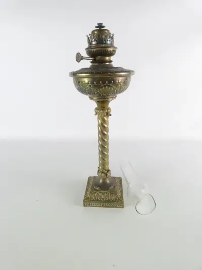 Prachtige oude Messing Zuillamp – "La Lampe Belge" (Lempereur & Bernard), ca. 1900 – kavel bij De Kringwinkel, Heverlee