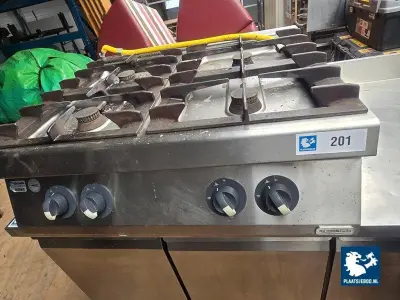 1 x 4-Pits RVS gaskookplaat – kavel bij Plaats Je Bod, Harmelen