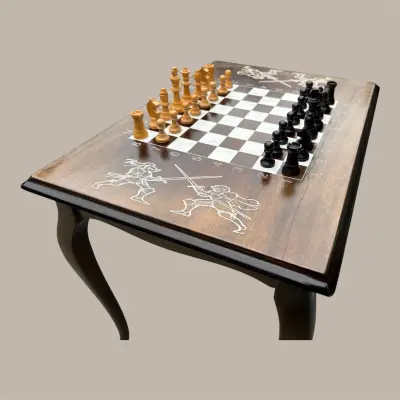 Schaakspel op tafel (nummer 7) – kavel bij GSD Auctions, Zoeterwoude