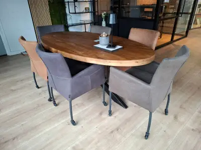 Ovale eetkamertafel met 6 stoelen – kavel bij Onlineveilingmeester, Hoogeveen
