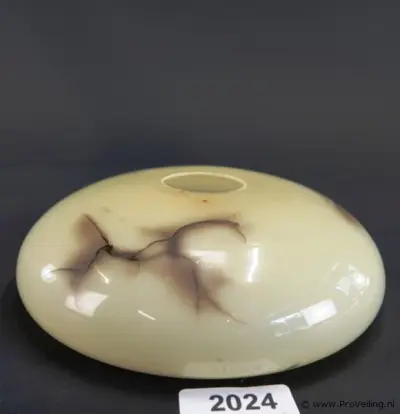 Art Deco lampenkap in marmoriserend glas in geel- en bruintinten – kavel bij ProVeiling