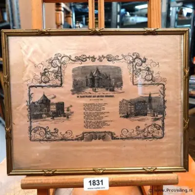 Nieuwjaarswens (nieuwjaarsprent) van de Amsterdamse nachtwacht (ratelwacht) voor het jaar 1856, getiteld „De Nachtwacht aan Amstels Burgerij, op 1… – kavel bij ProVeiling