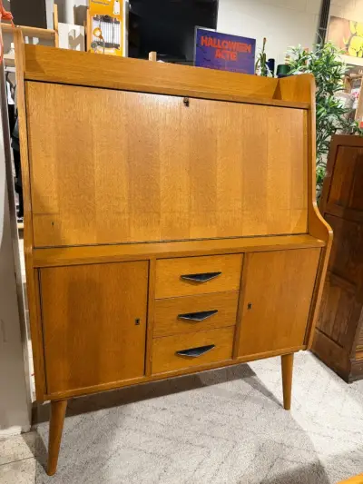 Vintage Secretaire / Bureaukast – Jaren 60 – Mid-Century Modern – kavel bij De Kringwinkel, Heusden