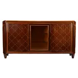 Art Deco-stijl zebranofineer dressoir met beukenhouten accenten, 2 dichte en 1 beglaasde deur, België/Frankrijk tweede helft 20e eeuw, 107 cm hoog,… – kavel bij Veilinghuis Derksen