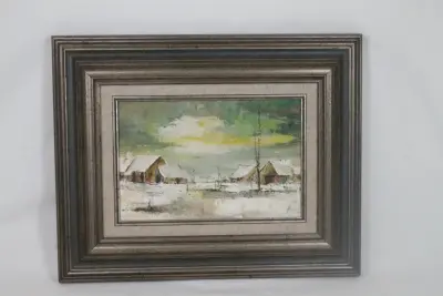 Olieverfschilderij van een sfeervol winterlandschap – kavel bij De Kringwinkel, Brecht