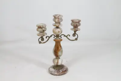 Marmeren kandelaar Hollywood-Regency stijl – kavel bij De Kringwinkel, Brecht