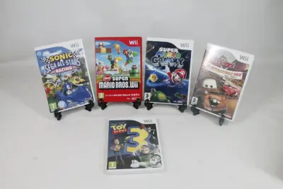 Set van 5 Wii-spellen met bekende animatie- en avonturenspellen – kavel bij De Kringwinkel, Brecht