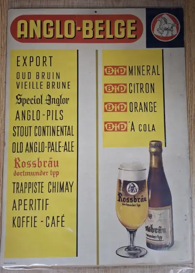 Vintage kartonnen reclamebord van brouwerij Anglo-Belge – kavel bij De Kringwinkel, Gent