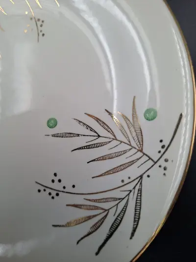 6 vintage Boch La Louvière borden decor Palme – kavel bij De Kringwinkel, Gent