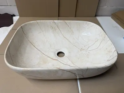 Opzetwastafel Marmerlook Beige 45,5 cm, beige – kavel bij Onlineveilingmeester, Zutphen