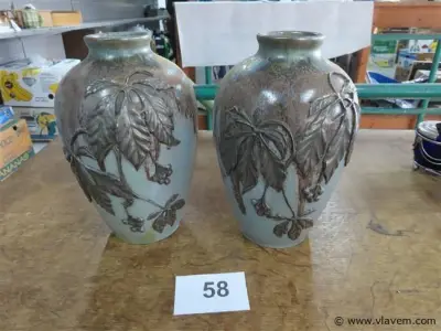 Koppel vazen met reliëf – kavel bij Vlavem