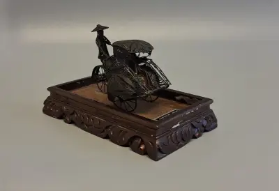 925 zilveren filigraan miniatuur van een riksja – kavel bij De Kringwinkel, Aalst