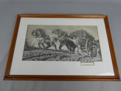 Kunstwerk ploegende paarden – kavel bij De Kringwinkel, Diest