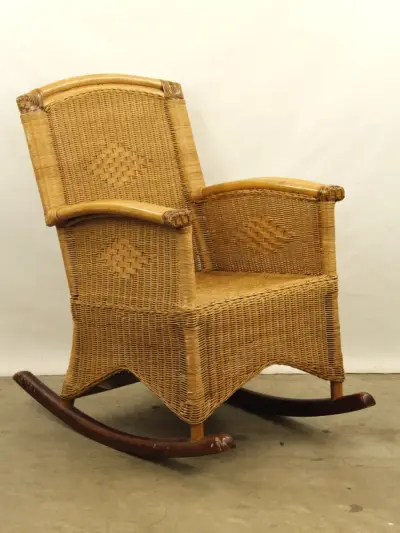 Vintage rotan schommelstoel in de stijl van Rohé Noordwolde - jaren 1960/70 – kavel bij De Kringwinkel, Antwerpen