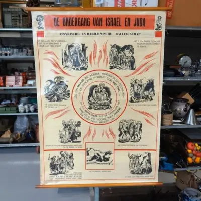 Vintage religieuze schoolplaat getiteld – kavel bij ProVeiling, Wageningen
