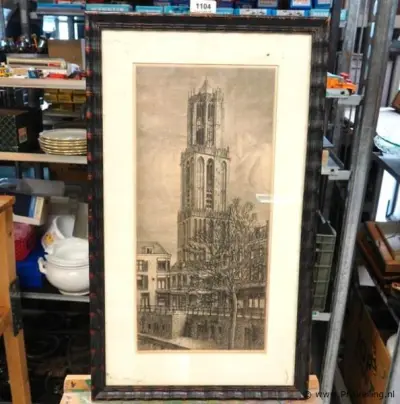 Druk 124/200 Domtoren Utrecht, Jo van Dreumel – kavel bij ProVeiling, Wageningen