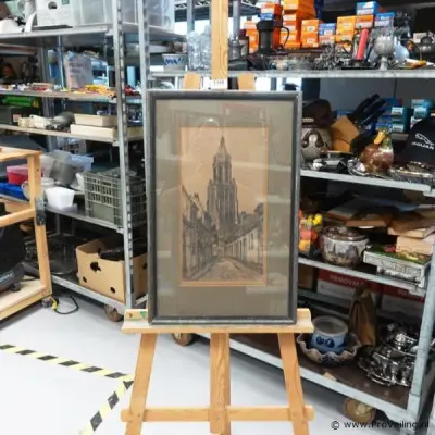 Eusebiuskerk Arnhem ets gesigneerd Marius Janssen (1885–1957) – kavel bij ProVeiling, Wageningen