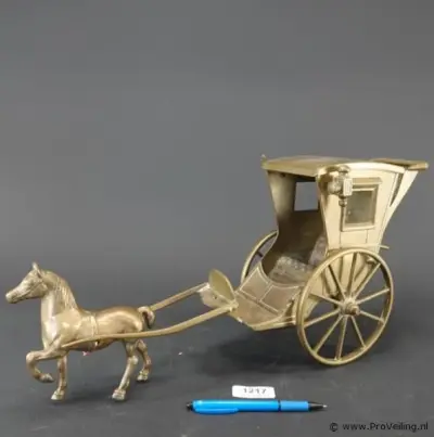 Messing/brons paard voor een koets (hansom cab) – kavel bij ProVeiling, Nederland