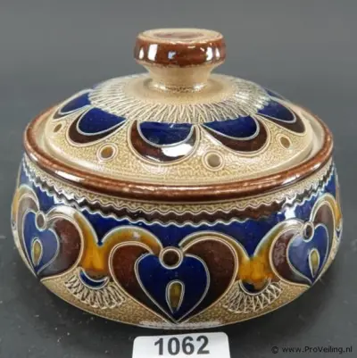 Vintage Merkelbach Duitse steengoed pot met deksel in zoutglazuur – kavel bij ProVeiling, Nederland