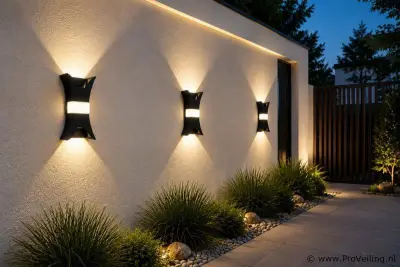 4 x LED Buiten Wandlamp – 17W – 4200K Neutraal Wit - Zwart – IP54 – VIPER – kavel bij ProVeiling
