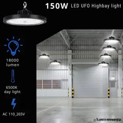 10 x LED Highbay UFO PRO 150W – Instelbaar 60% / 80% / 100% – 6500K – WEB-150 – kavel bij ProVeiling