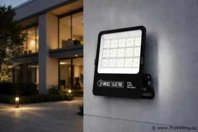 4 x LED Floodlight 200W – 6400K Koud Wit - Zwart – IP65 – BORNEO-200 – kavel bij ProVeiling