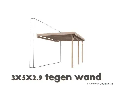 Carport tegen muur - 500x300x290cm – kavel bij ProVeiling, Hamont