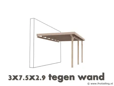 Carport tegen muur - 750x300x290cm – kavel bij ProVeiling, Hamont