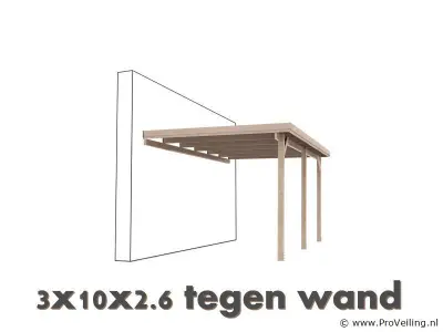 Carport tegen muur -1000x300x260cm – kavel bij ProVeiling, Hamont
