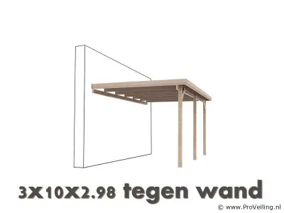Carport tegen muur - 1000x300x290cm – kavel bij ProVeiling, Hamont
