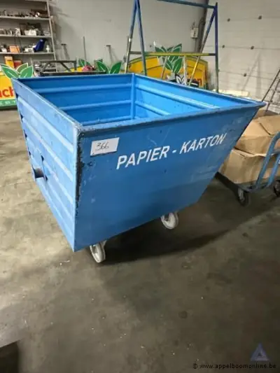 Metalen transportcontainer BAUER SÜBLOHN BSK-R 90, inhoud 0,9 cbm, draagvermogen 1.360 kg, bouwjaar 2016, 109 kg, serienummer 5294902 – kavel bij Appelboom