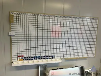 Whiteboard met raster, inclusief diverse magneten, planbord, 200 x 100 cm – kavel bij Appelboom