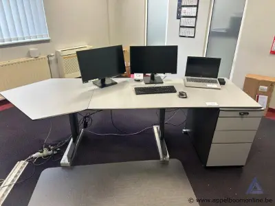 L-vormig kantoorbureau met ladeblok afmetingen 250x80cm – kavel bij Appelboom