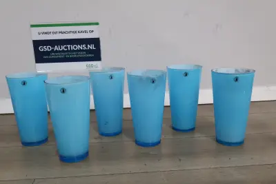 Set van 6 blauwe glazen – kavel bij GSD Auctions, Zoeterwoude