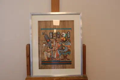 Ingelijste Egyptische papyrus schildering – kavel bij GSD Auctions, Zoeterwoude