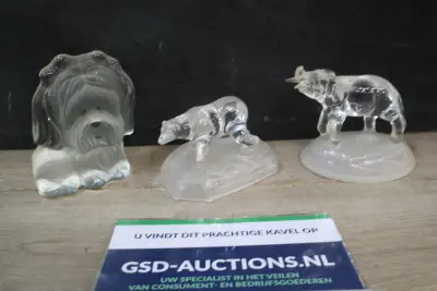Set van drie kleine glazen dierenfiguren – kavel bij GSD Auctions, Zoeterwoude