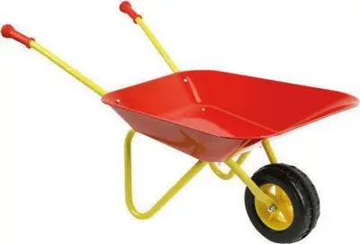 Kinderkruiwagen – Rood/Geel van metaal – kavel bij GSD Auctions, Zoeterwoude