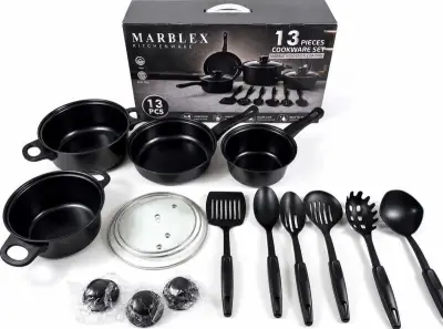 2x Pannenset Marblex, zwart – kavel bij Onlineveilingmeester, Drunen