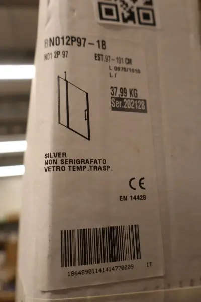Draaideur met vast paneel Novellini, N01 2P 97, zilver – kavel bij Onlineveilingmeester, Drunen