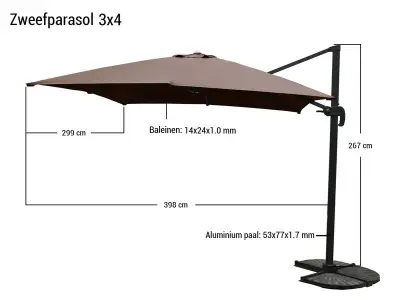 Parasol Paralux Caviero Zwart – kavel bij Onlineveilingmeester