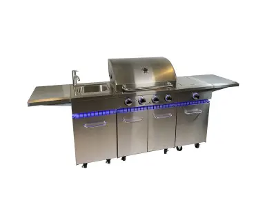 Gasbarbecue Vonato RVS Keuken Grill Chef 4 Mat geborsteld RVS - Hoogglans zilverklerige details – kavel bij Onlineveilingmeester