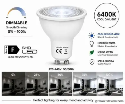 50 x LED Spot GU10 – 6W – Dimbaar – 6400K Koud Wit – IP20 – kavel bij Vlavem