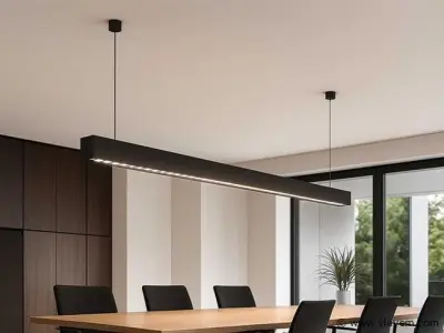 2 x LED Lineaire Hanglamp – 35W – 120cm – IP20 – Zwart – Inclusief Montageset – kavel bij Vlavem