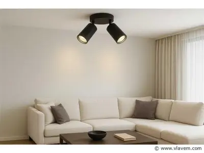 6 x Ronde Plafondlamp – 2 x GU10 – Draaibare Spots – Zwart – kavel bij Vlavem